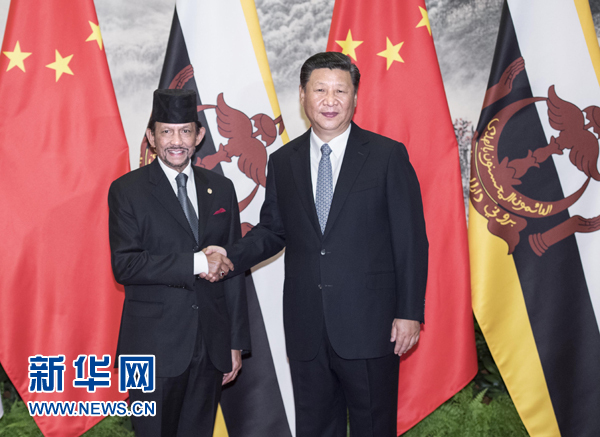 9月13日，國家主席習(xí)近平在北京人民大會堂同文萊蘇丹哈桑納爾舉行會談。 新華社記者 李濤 攝