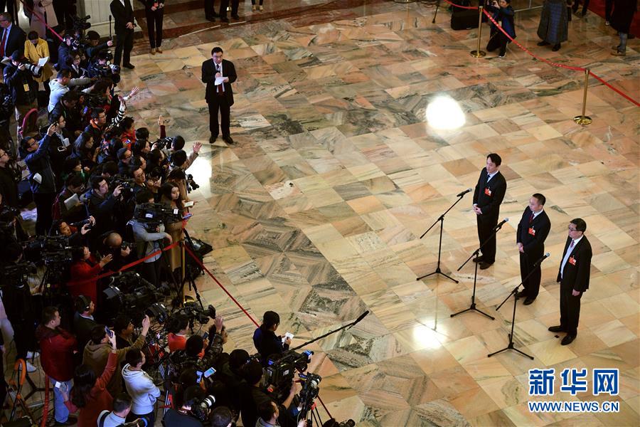 （兩會(huì)&middot;人大開(kāi)幕）（14）全國(guó)人大代表接受采訪