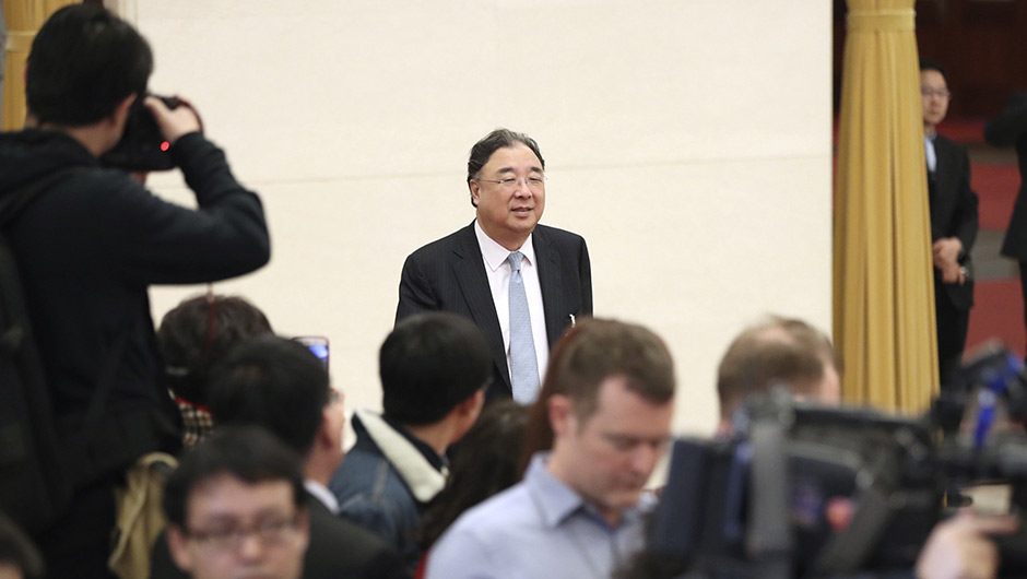 馬曉偉步入&ldquo;部長通道&rdquo;，準(zhǔn)備接受采訪