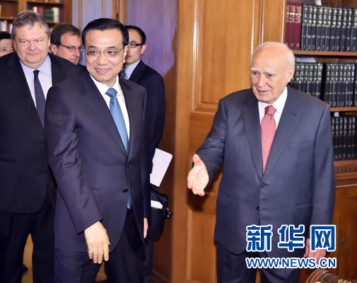 6月20日，國務院總理李克強在雅典總統(tǒng)府會見希臘總統(tǒng)帕普利亞斯。新華社記者 李濤 攝