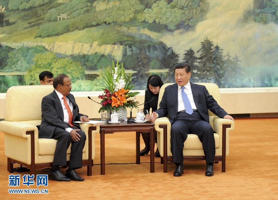 9月9日，國家主席習(xí)近平在北京人民大會堂會見印度總理特使、國家安全顧問多瓦爾。 新華社記者 張鐸 攝