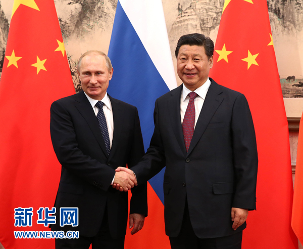 11月9日，國家主席習(xí)近平在北京釣魚臺國賓館會見俄羅斯總統(tǒng)普京。新華社記者 蘭紅光 攝