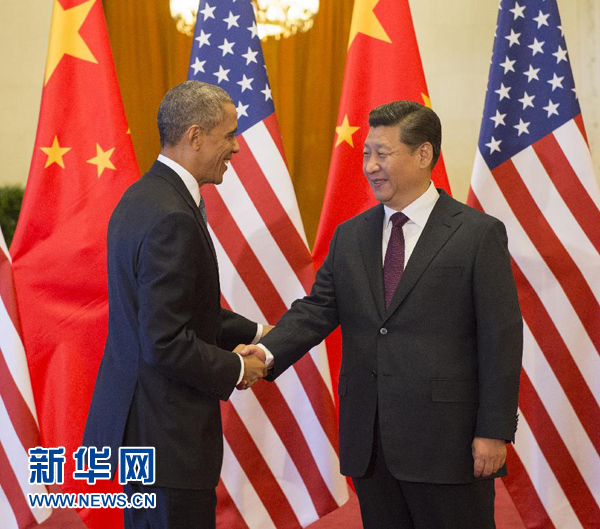 11月12日，國家主席習(xí)近平在北京人民大會堂舉行歡迎儀式，歡迎美國總統(tǒng)奧巴馬對中國進(jìn)行國事訪問。 新華社記者 李學(xué)仁 攝