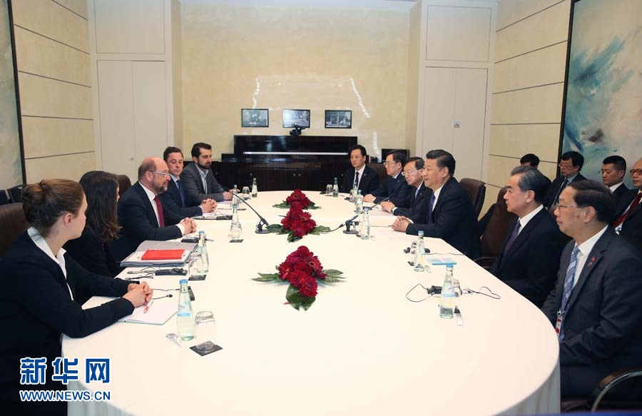 7月6日，國家主席習(xí)近平在柏林會見德國社會民主黨主席舒爾茨。新華社記者 姚大偉 攝