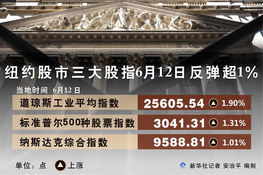 （圖表）［財經(jīng)&middot;行情］紐約股市三大股指6月12日反彈超1%